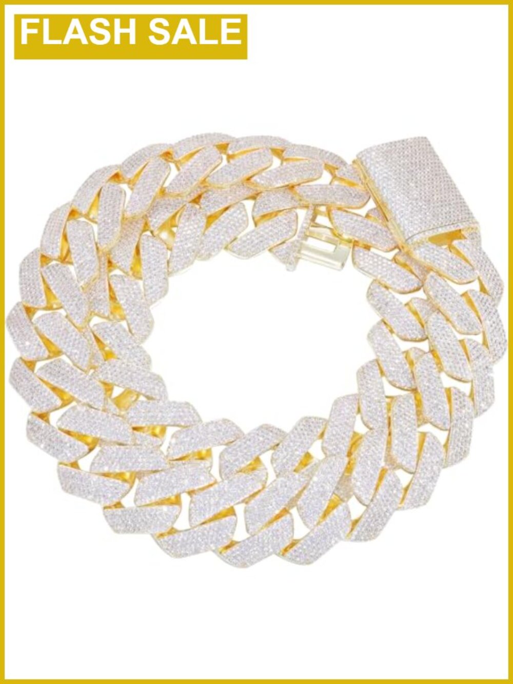 30MM Cuban Link Chain 14K Gold Plated Brass 5A+ CZ 20 Inch Necklace